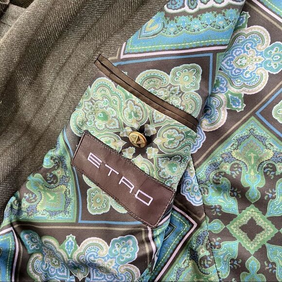 Etro navy blue blazer wool‎ silk blend - Picture 5 of 12